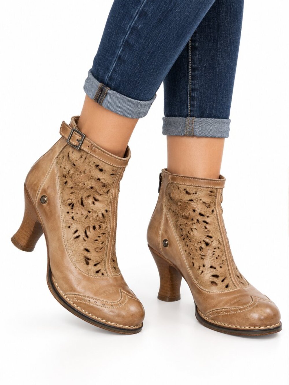 NEOSENS Rococo Leather Cutout Ankle Boots Brown 42EU 11US Victorian Baroque Boho